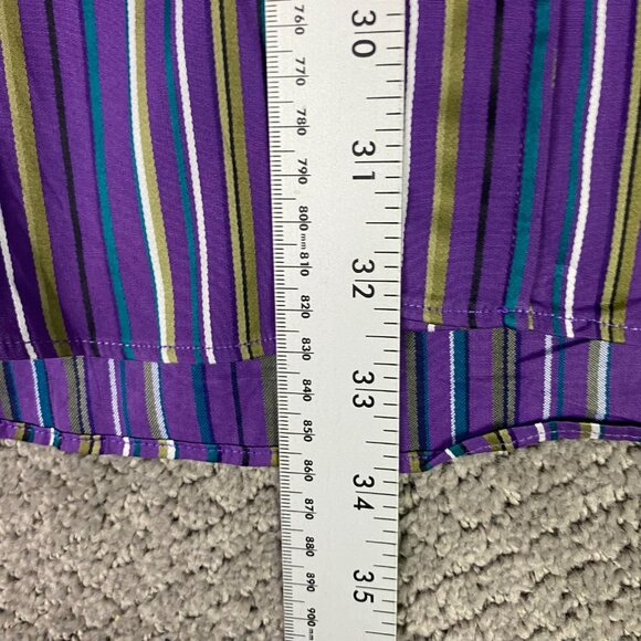 Etro Shirt Men's 40 Purple Green Gold Striped Button Down Up Cotton Milano NWOT - Picture 9 of 12